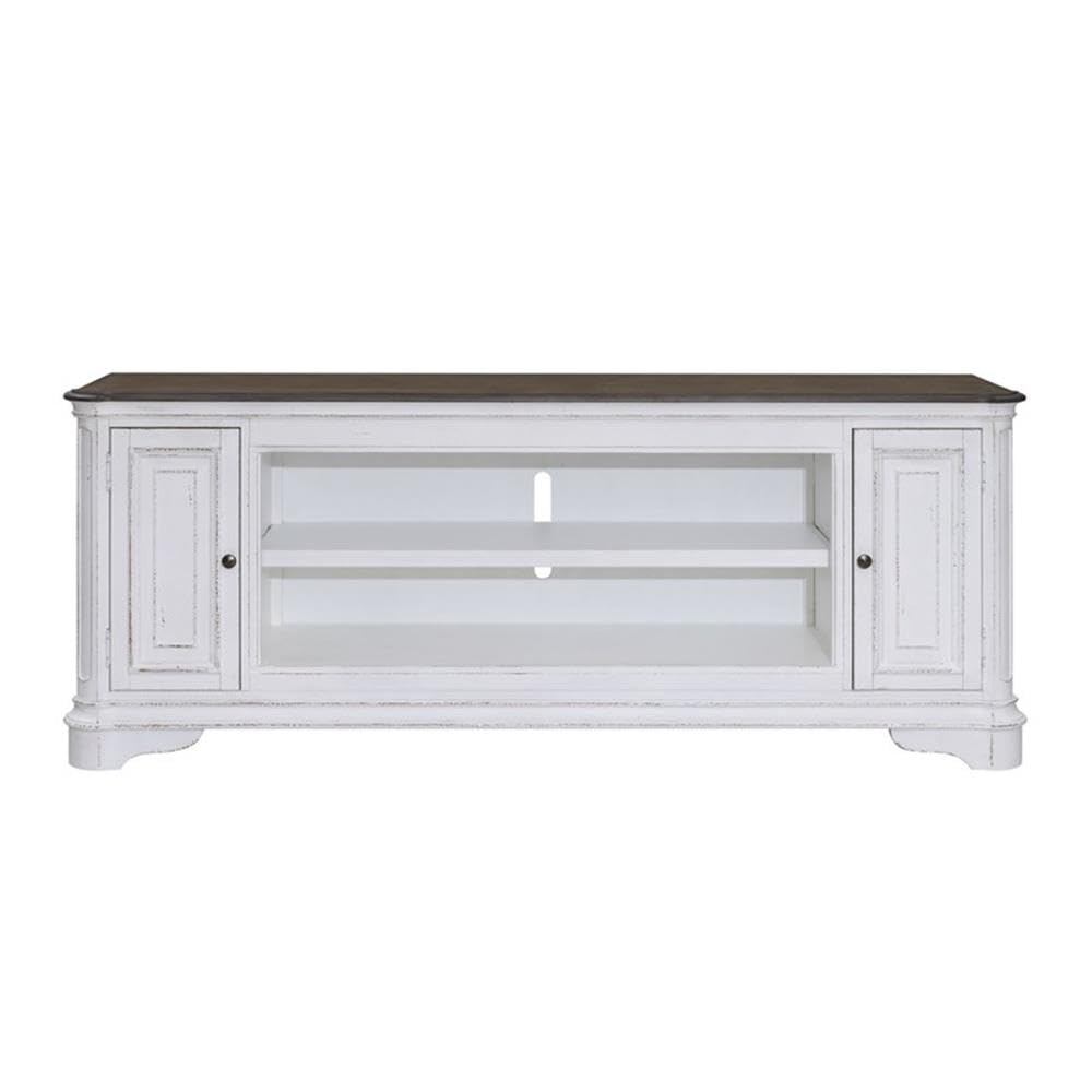 82 Inch Fireplace TV Console with Adjustable Shelves T299455