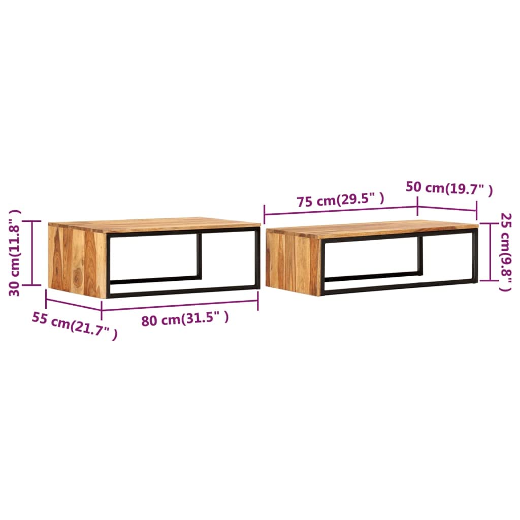 2 pcs Solid Sheesham Wood Nesting Tables C1773