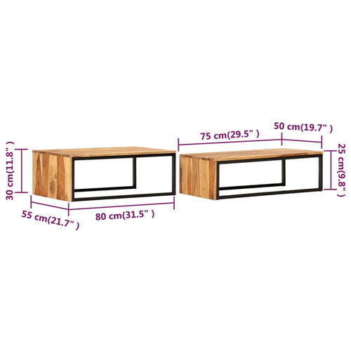 2 pcs Solid Sheesham Wood Nesting Tables C1773