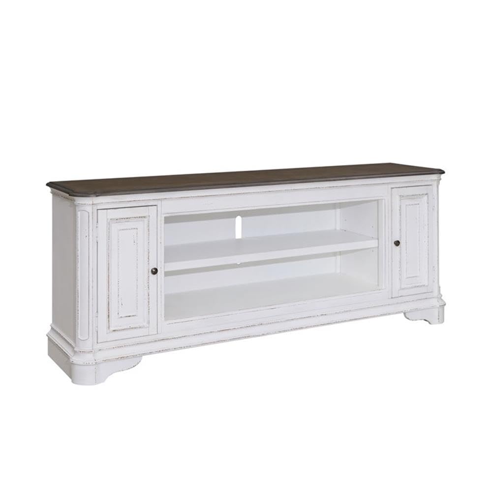 82 Inch Fireplace TV Console with Adjustable Shelves T299455