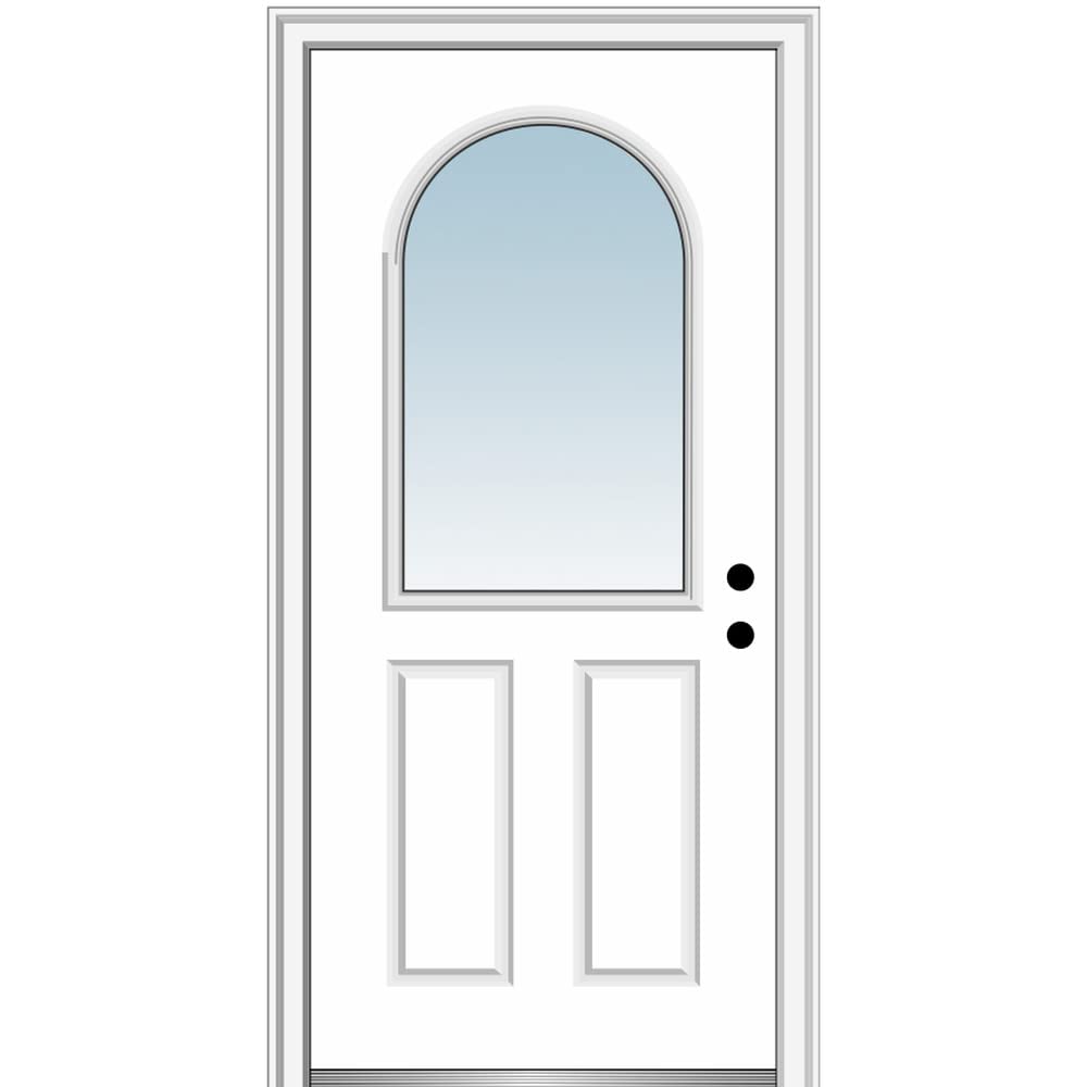 Primed Steel 1/2 Lite Clear Glass Left-Hand Inswing Prehung Front Door 36" x 80" W1370