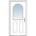 Primed Steel 1/2 Lite Clear Glass Left-Hand Inswing Prehung Front Door 36" x 80" W1370
