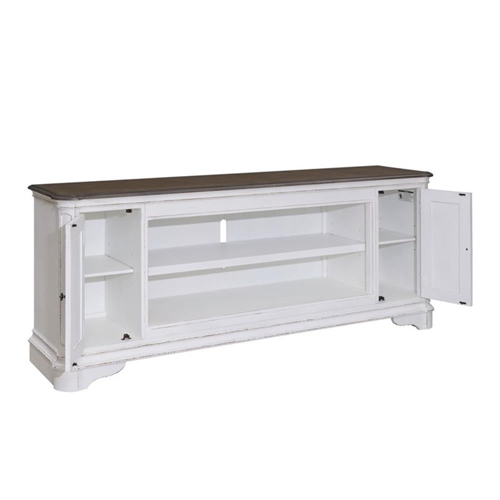 82 Inch Fireplace TV Console with Adjustable Shelves T299455