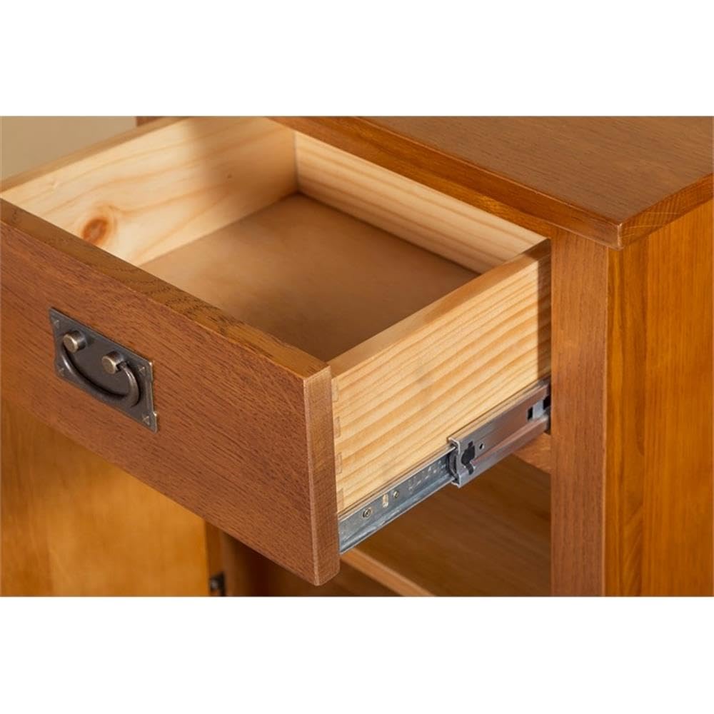 Solid Wood Nightstand with 1 Door and Drawer C422177