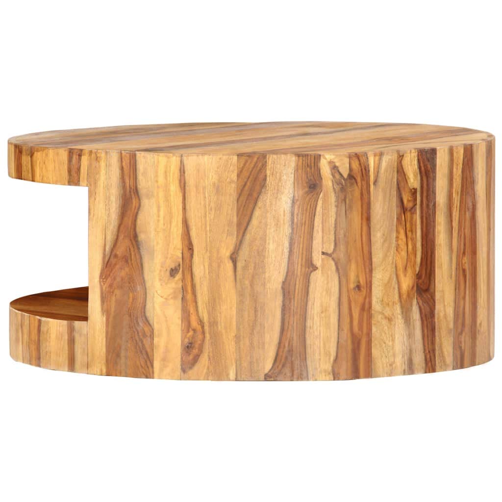 Round Solid Sheesham Wood Coffee Table 25.6"x11.8" S306