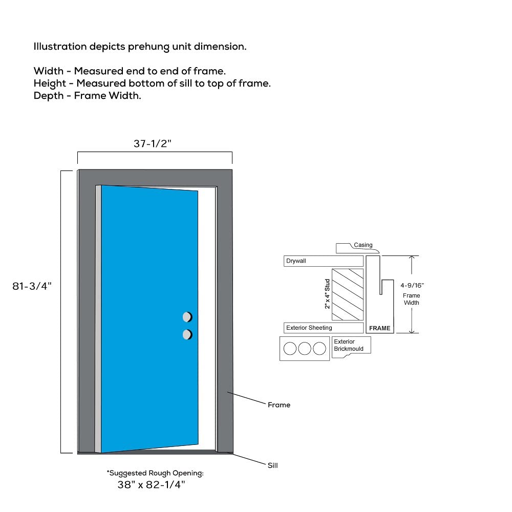 Primed Steel 1/2 Lite Clear Glass Left-Hand Inswing Prehung Front Door 36" x 80" W1370