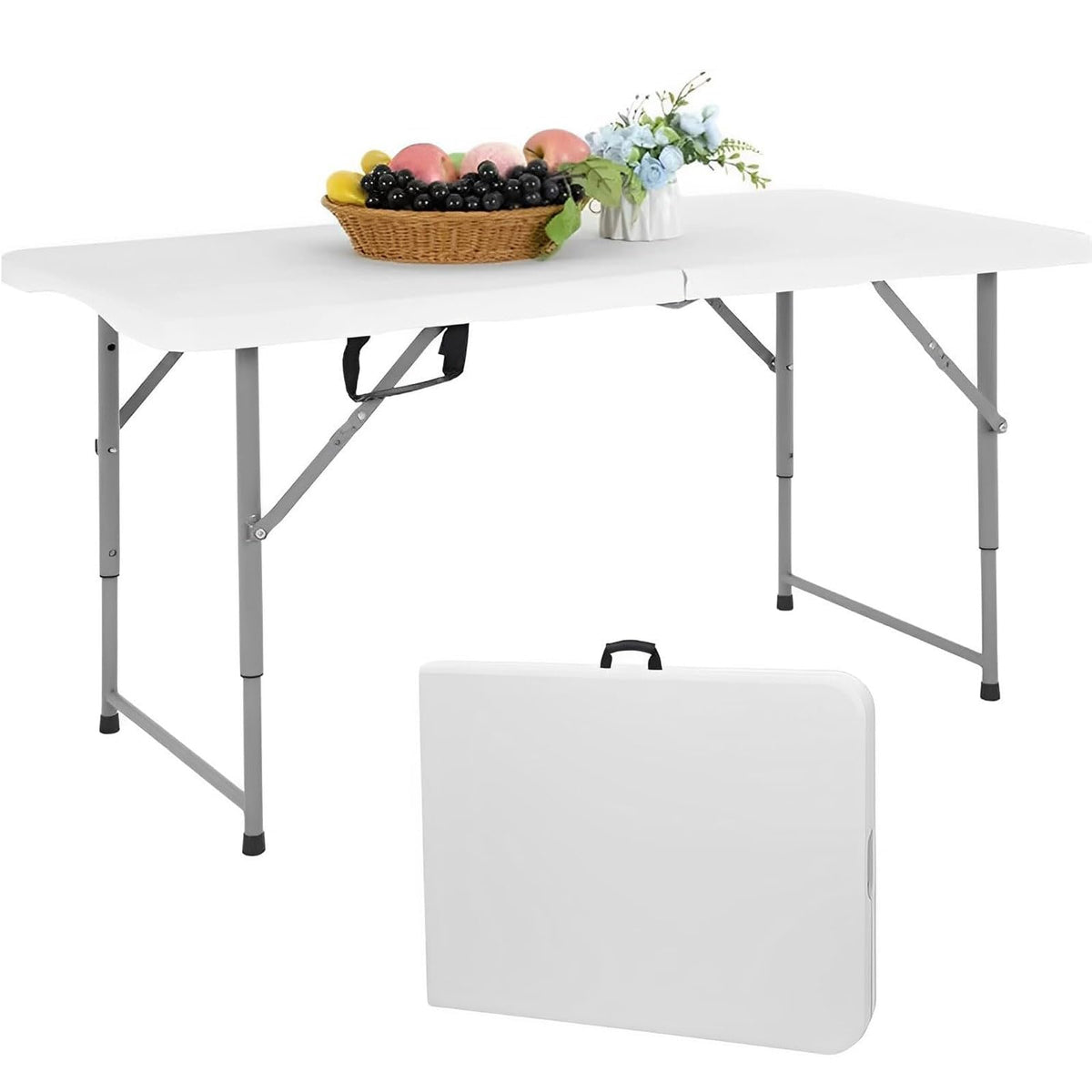 4 Foot Portable Heavy Duty Plastic Folding Table V1969