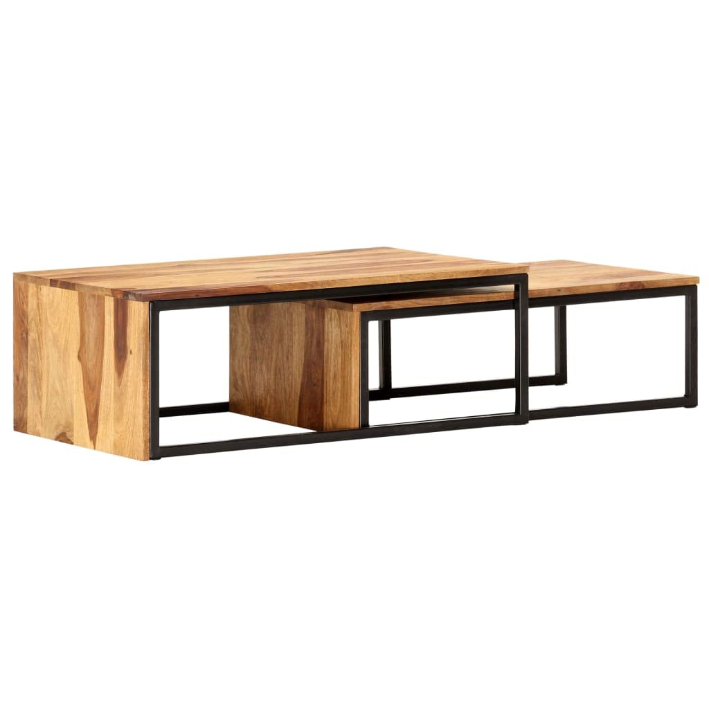 2 pcs Solid Sheesham Wood Nesting Tables C1773