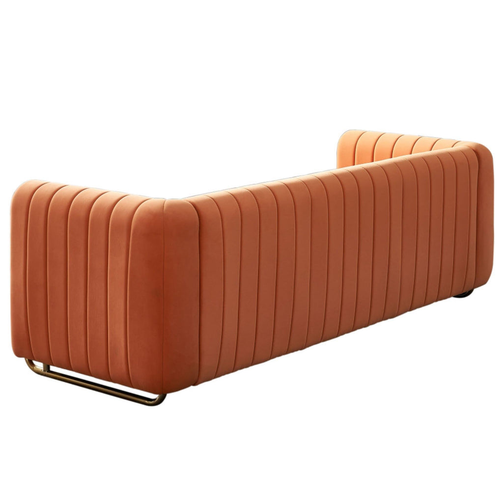 Orange Velvet Sofa Couch E8632