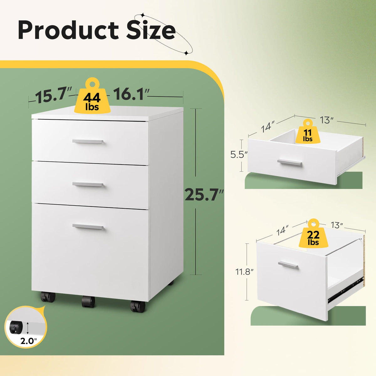 3 Drawer White Wood File Cabinet W62759
