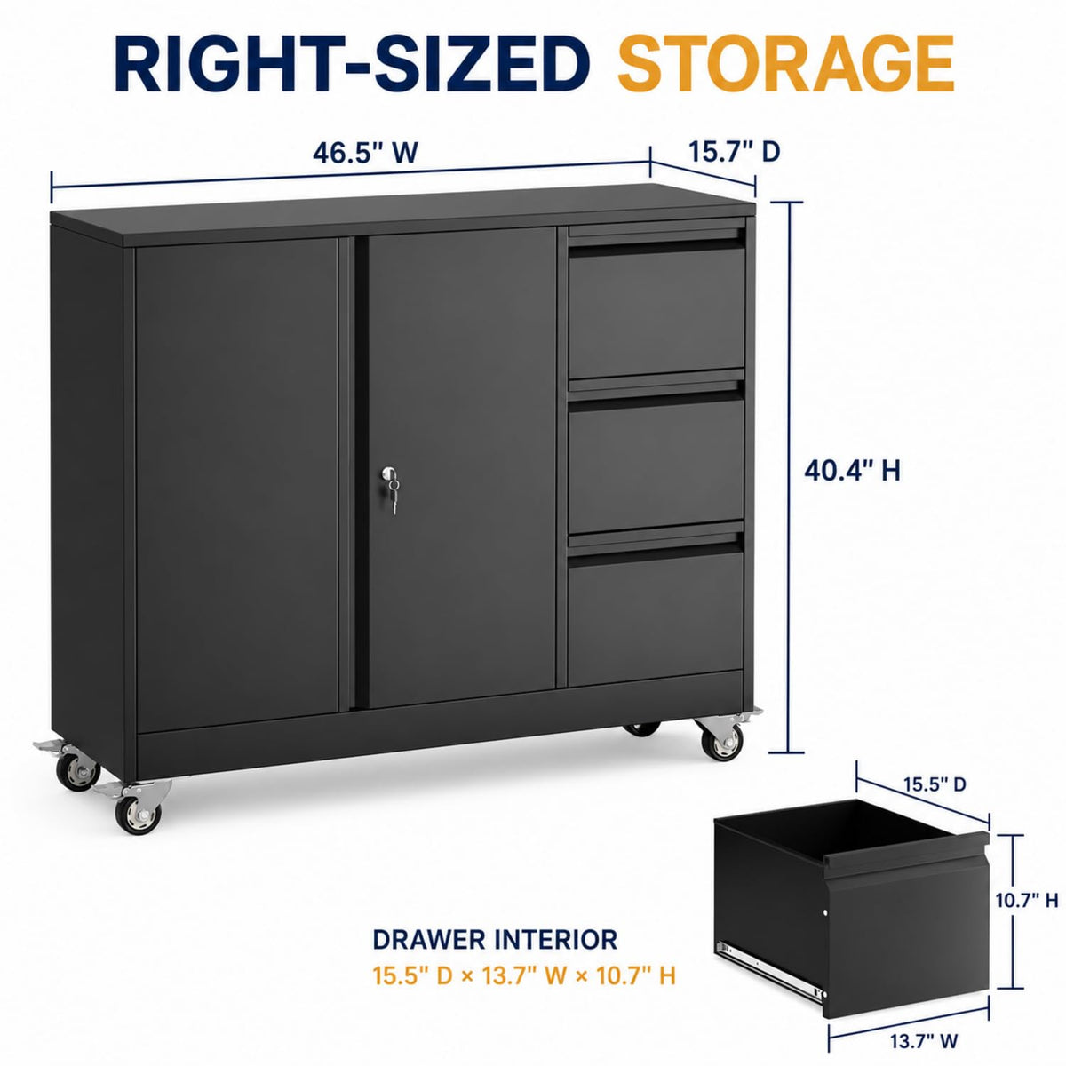 3 Drawer Rolling File Cabinet Z360215