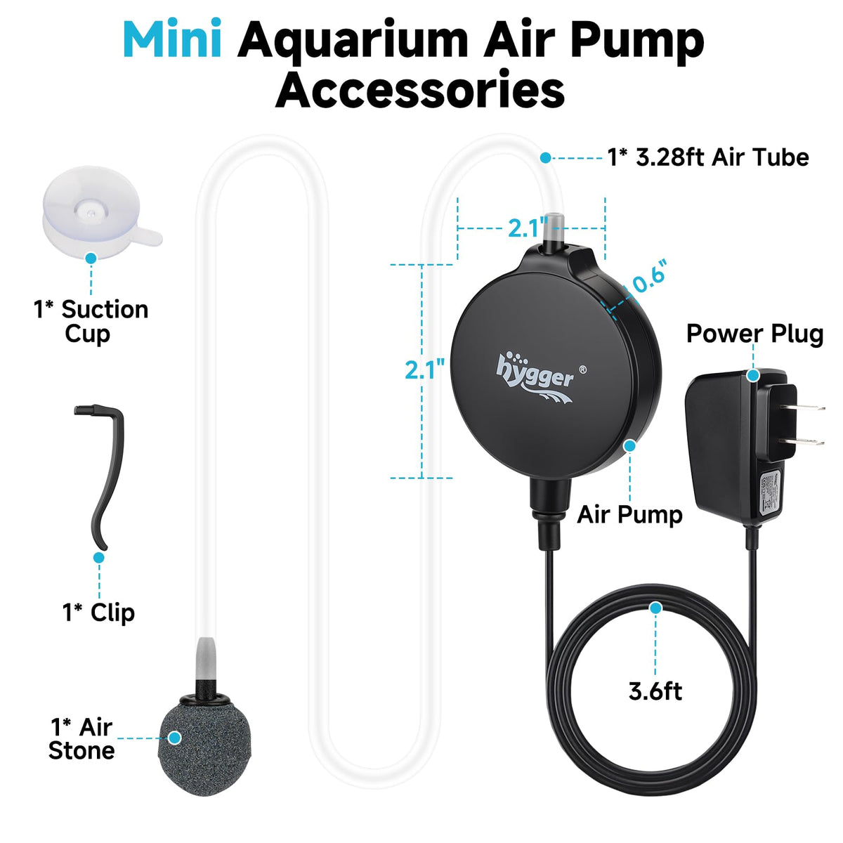 1.5 Watt Mini Aquarium Air Pump with Air Stone Tubing Z608160