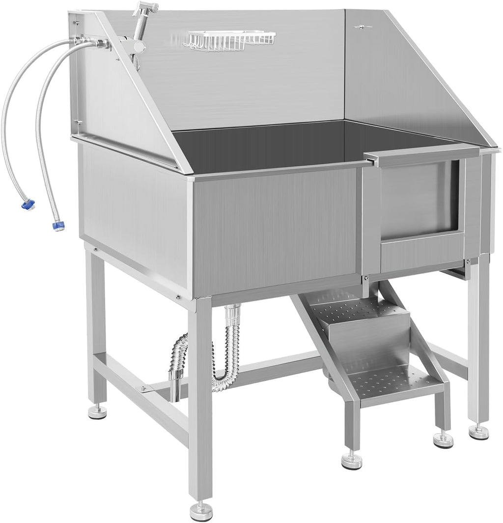 38" Stainless Steel Dog Grooming Tub with Stairs M226