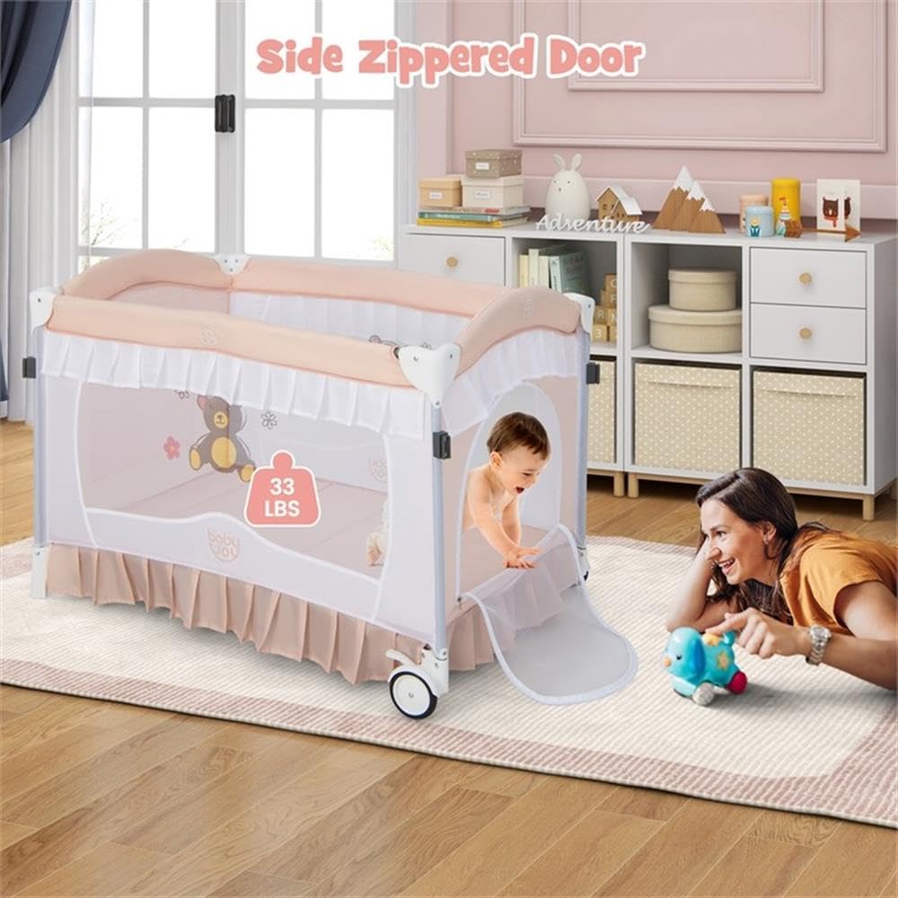 Pink 4-in-1 Portable Playard with Carry Bag C2695