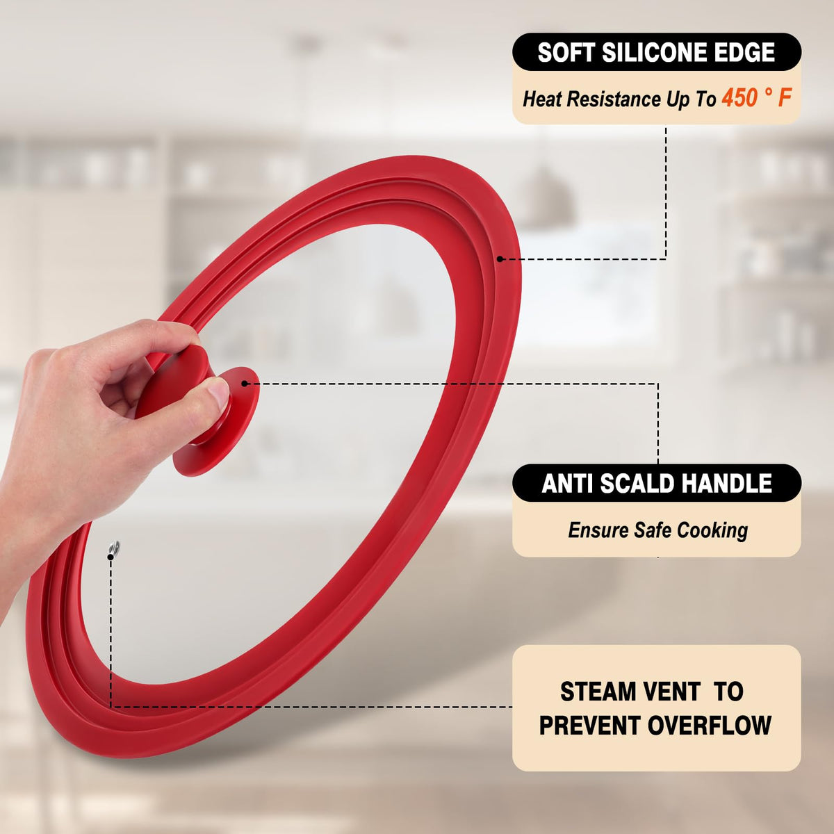 Universal Tempered Glass Pan Lid with Silicone Edge A910851
