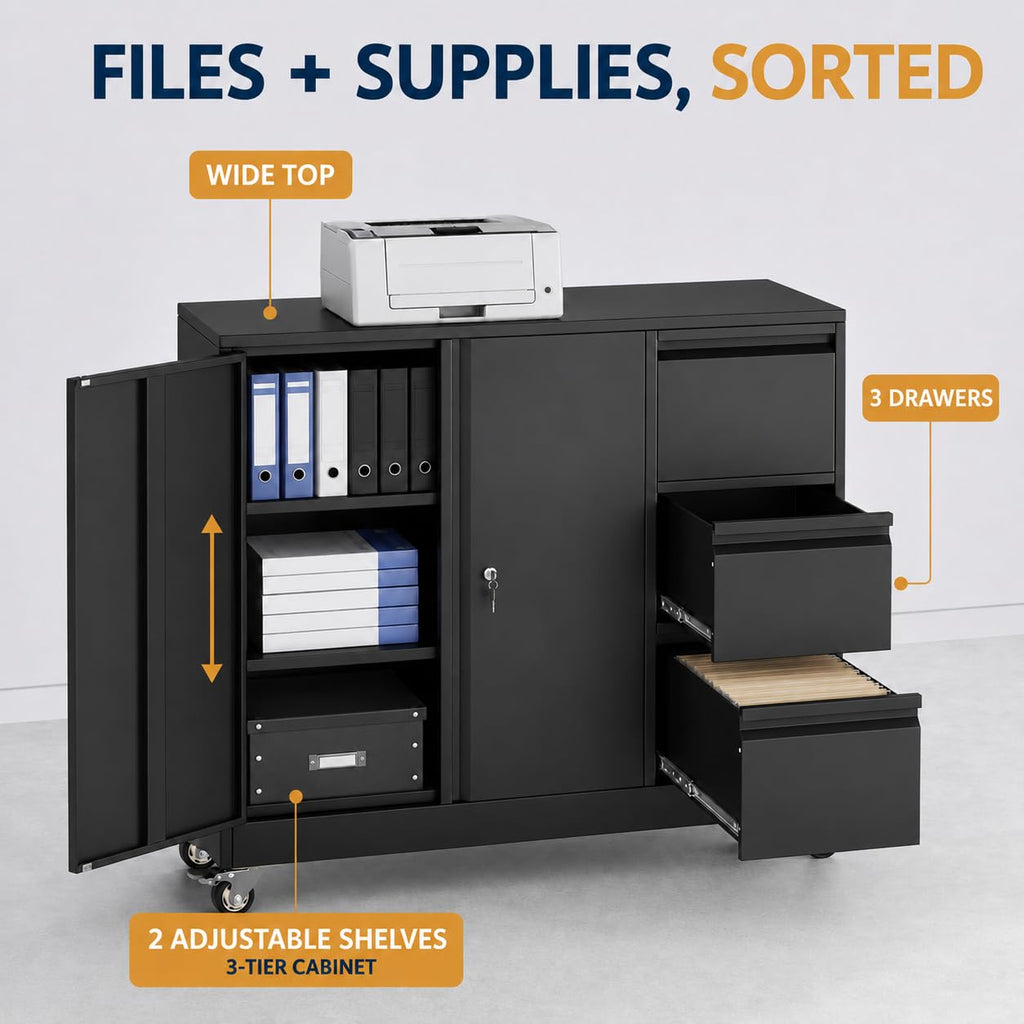 3 Drawer Rolling File Cabinet Z360215