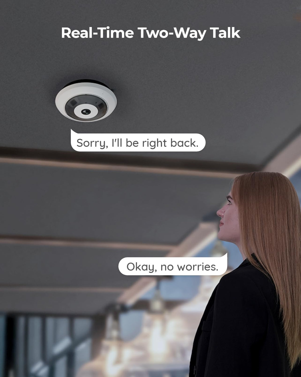 WiFi Security Fisheye Camera, 2K+ 6MP 360° Panorama X5433