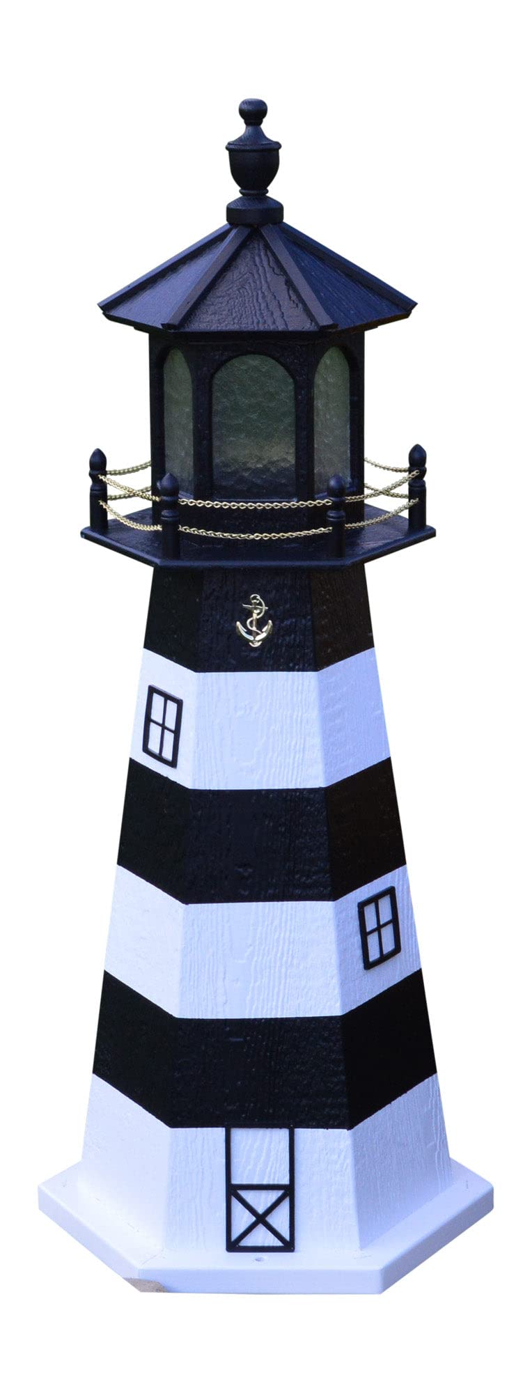 Amish-Made 48" Tall Outdoor Lighthouse with Solar LED Light O249