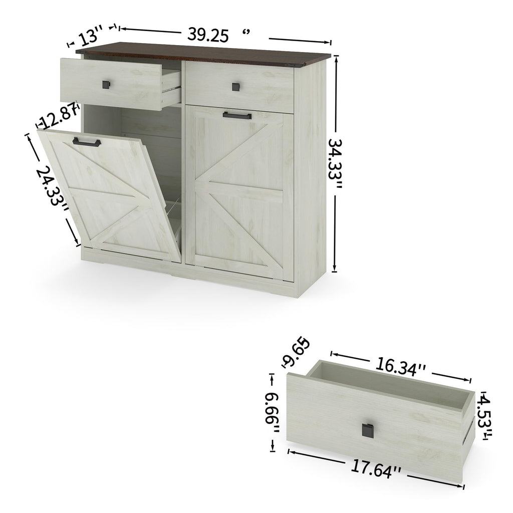 Double Tilt Out Trash Cabinet with Hideaway Drawer X55132