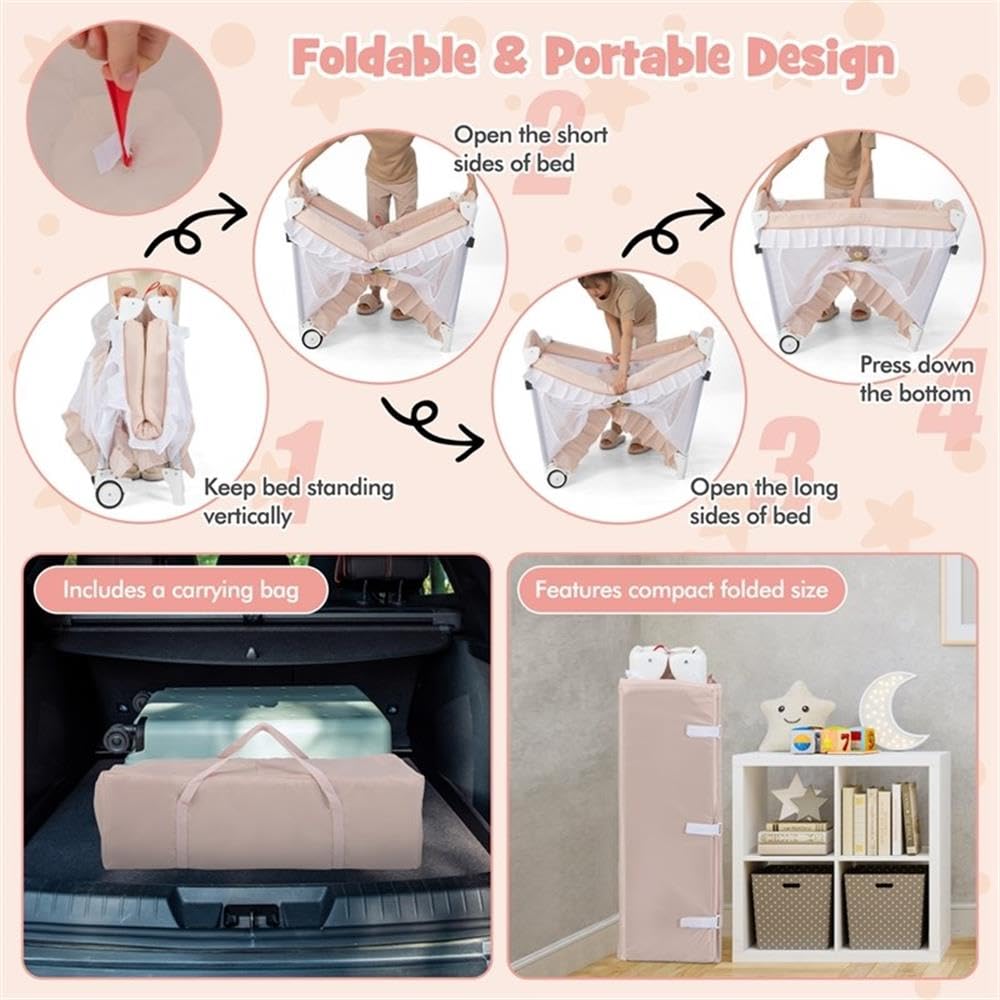 Pink 4-in-1 Portable Playard with Carry Bag C2695