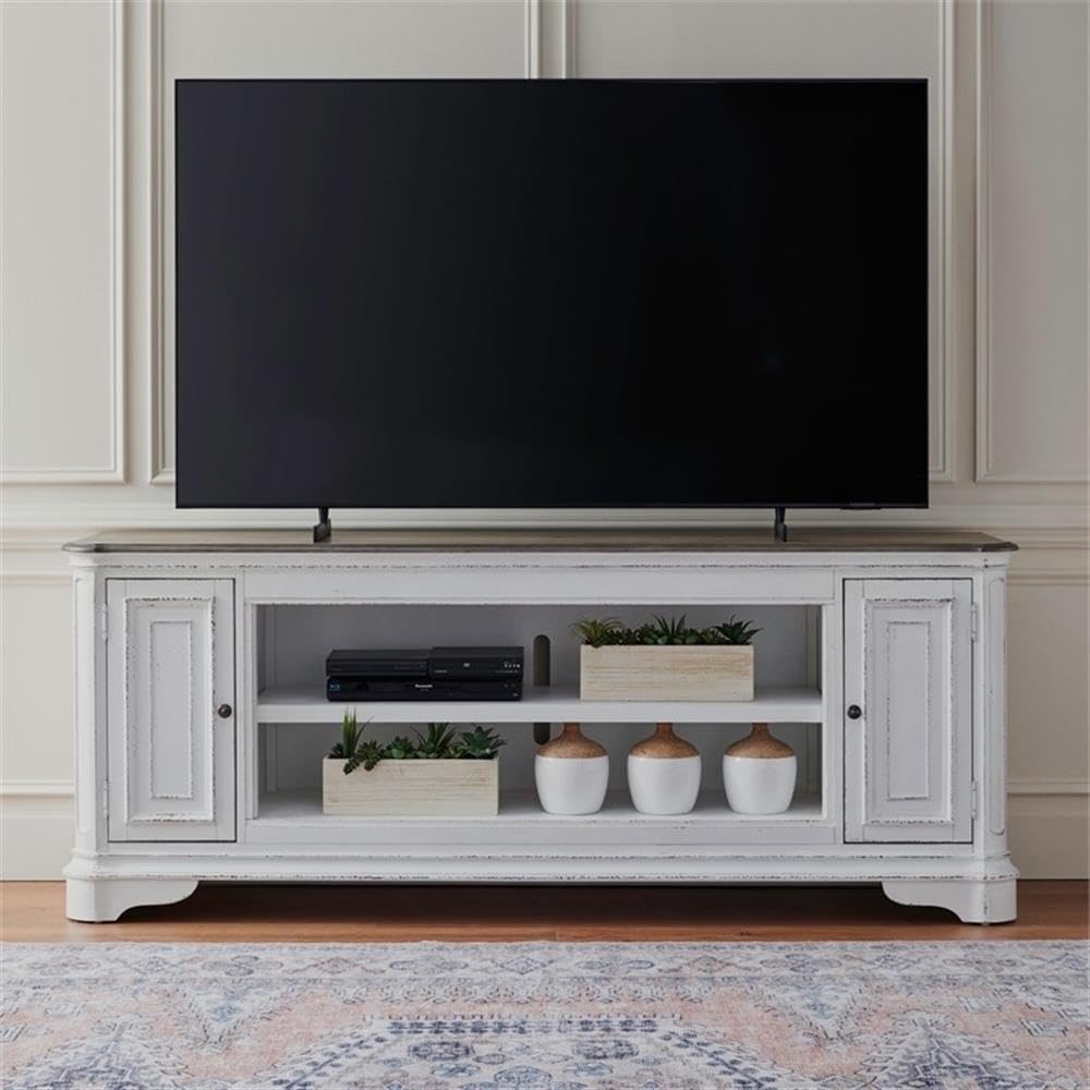 82 Inch Fireplace TV Console with Adjustable Shelves T299455