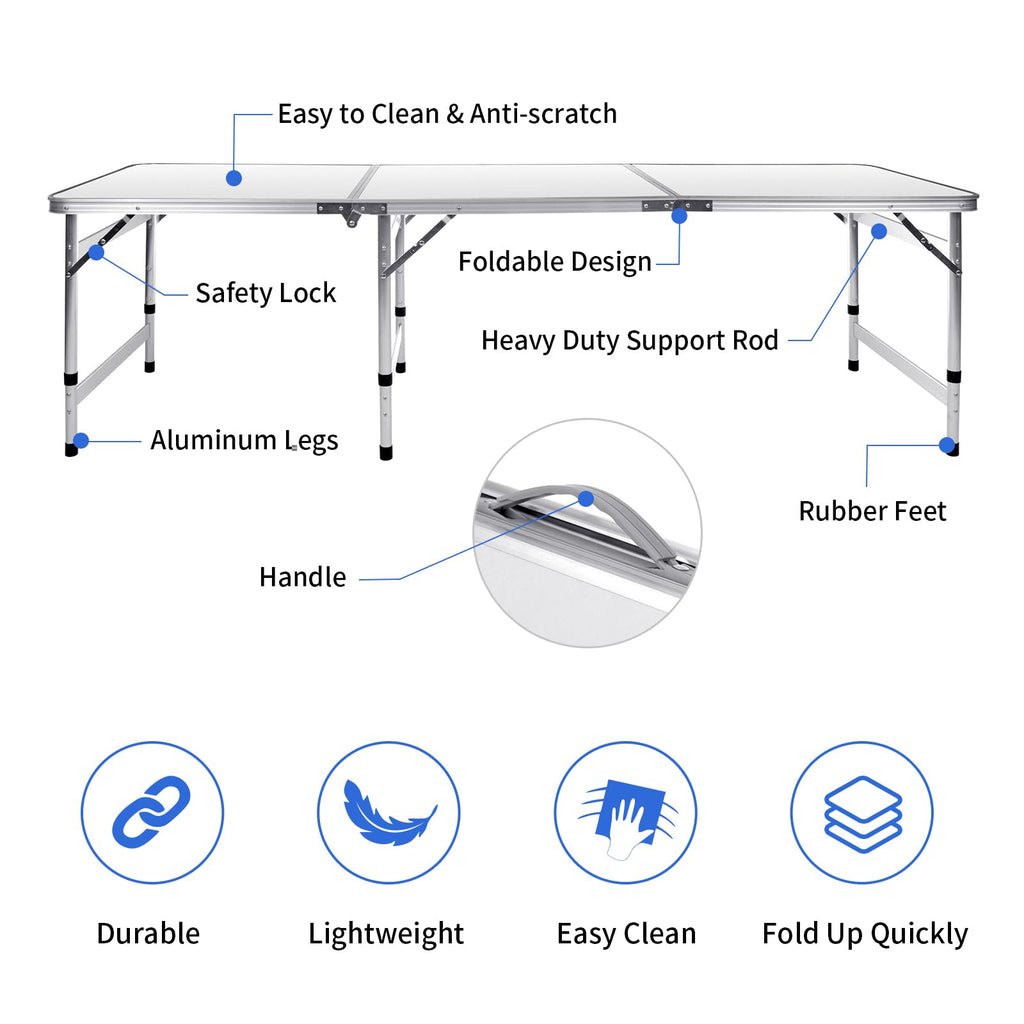 6FT Adjustable Folding Camping Table H960