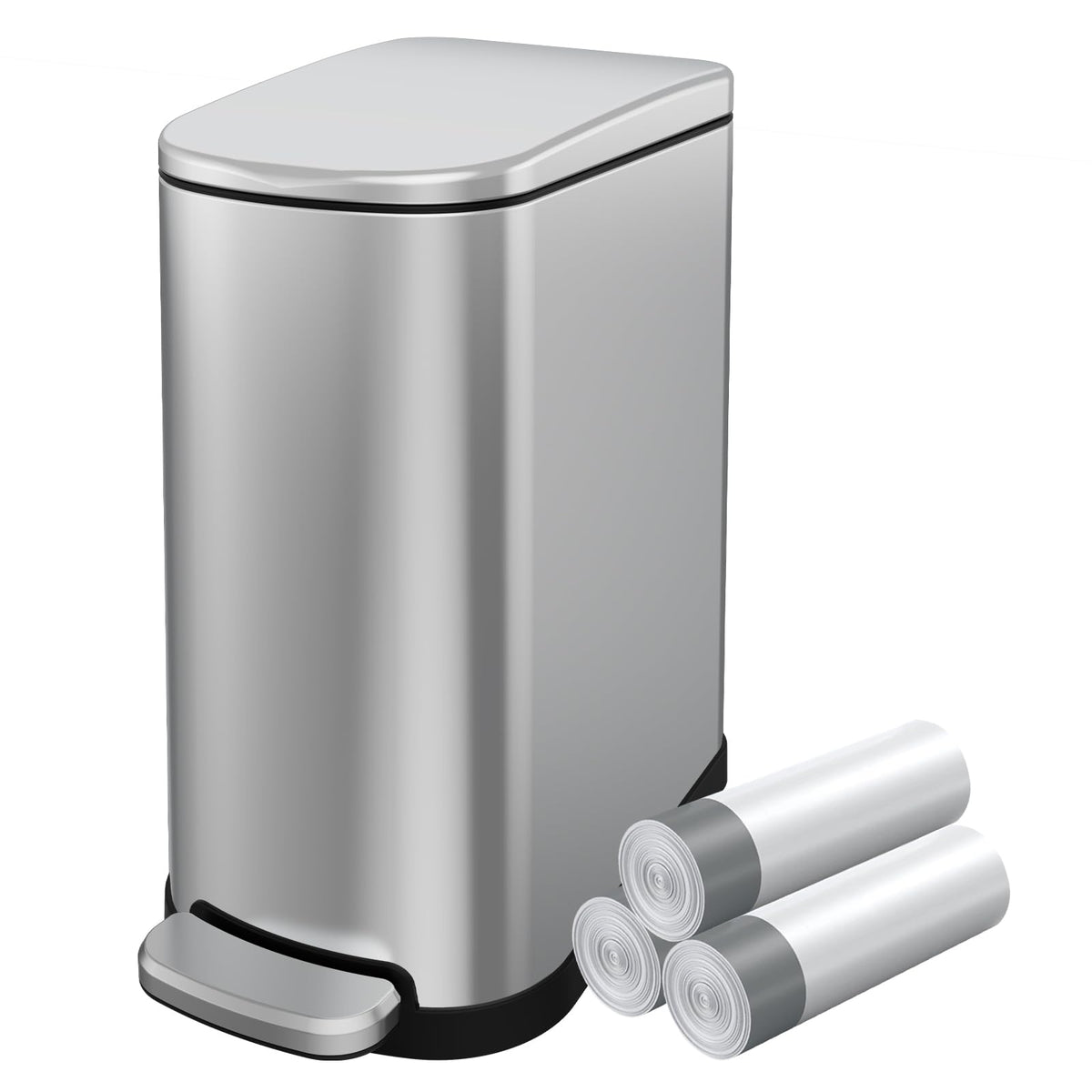 2.6 Gallon Stainless Steel Step Trash Can with Lid F2169