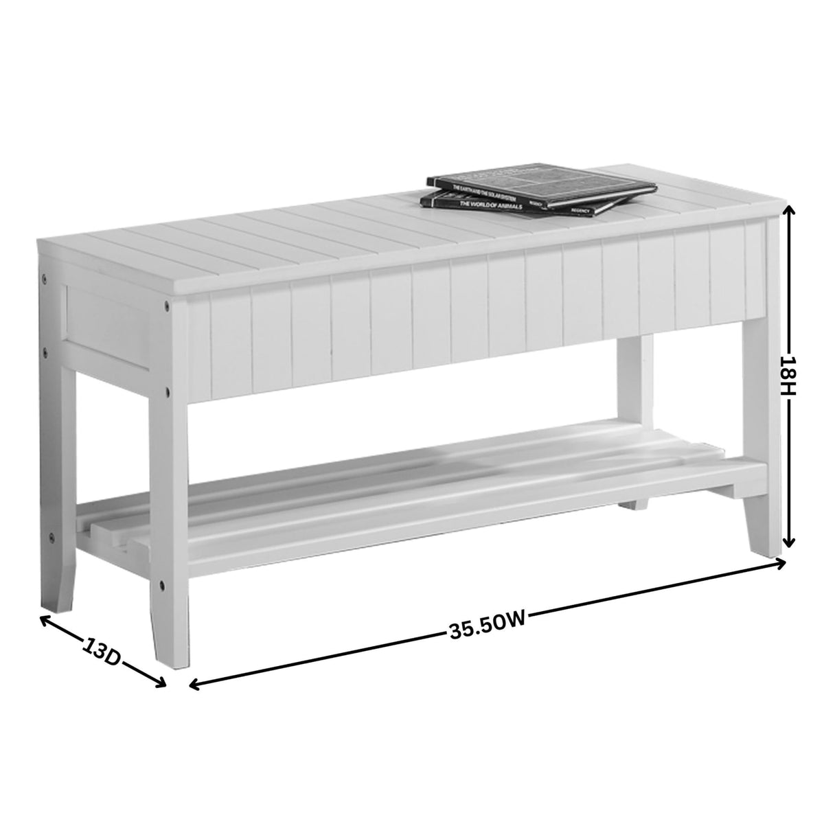Solid Wood Shoe Bench with Storage D332596