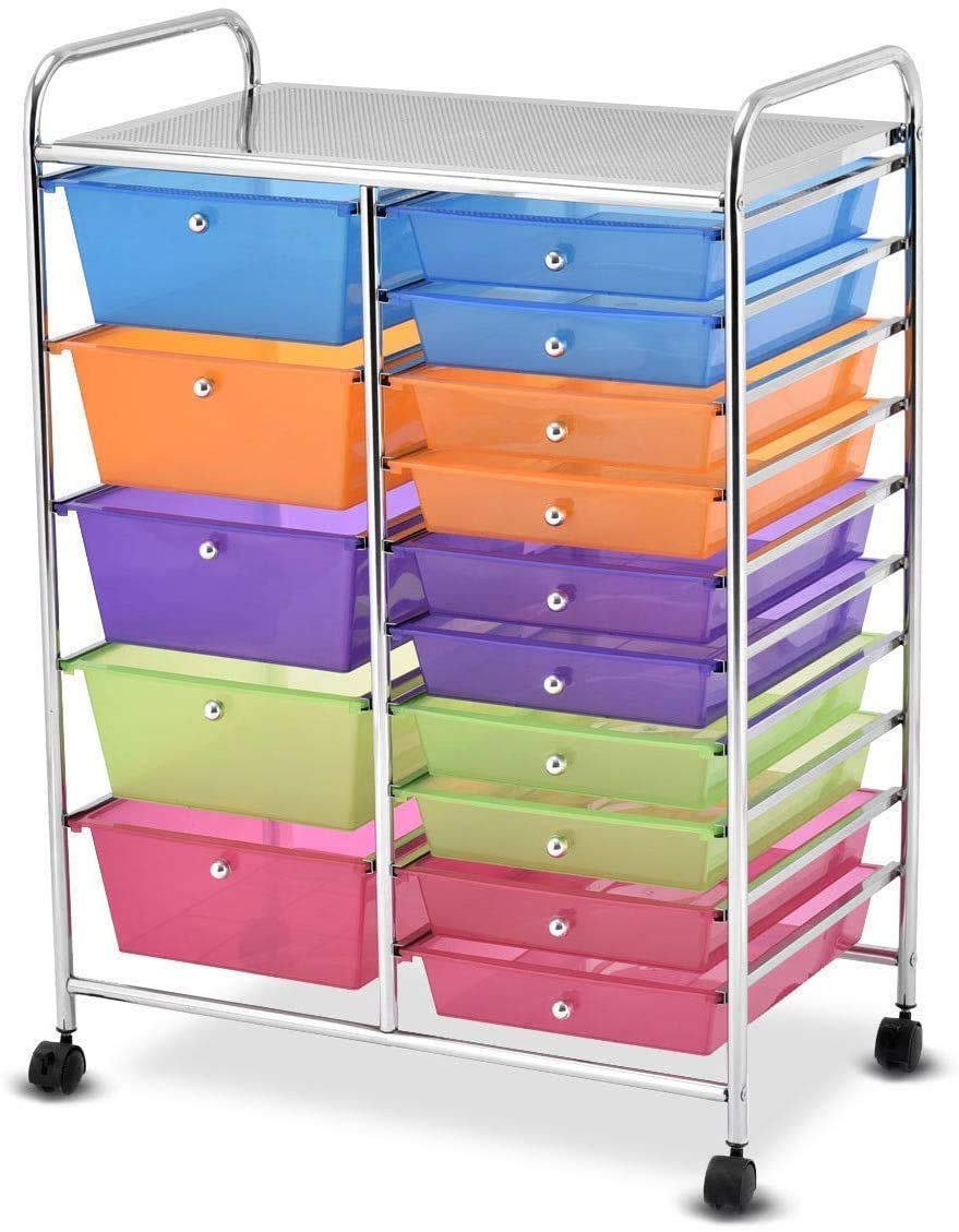 15 Drawer Rolling Storage Cart with Wheels N108