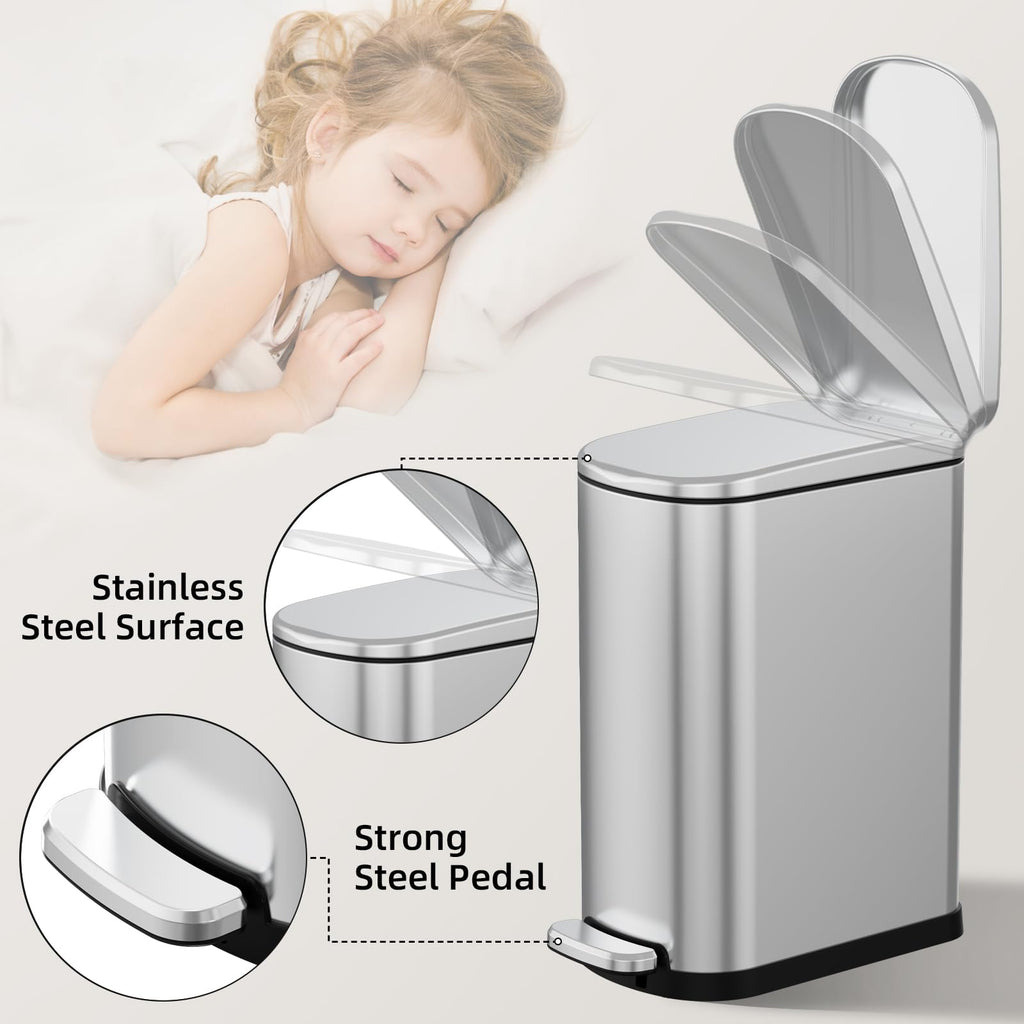 2.6 Gallon Stainless Steel Step Trash Can with Lid F2169