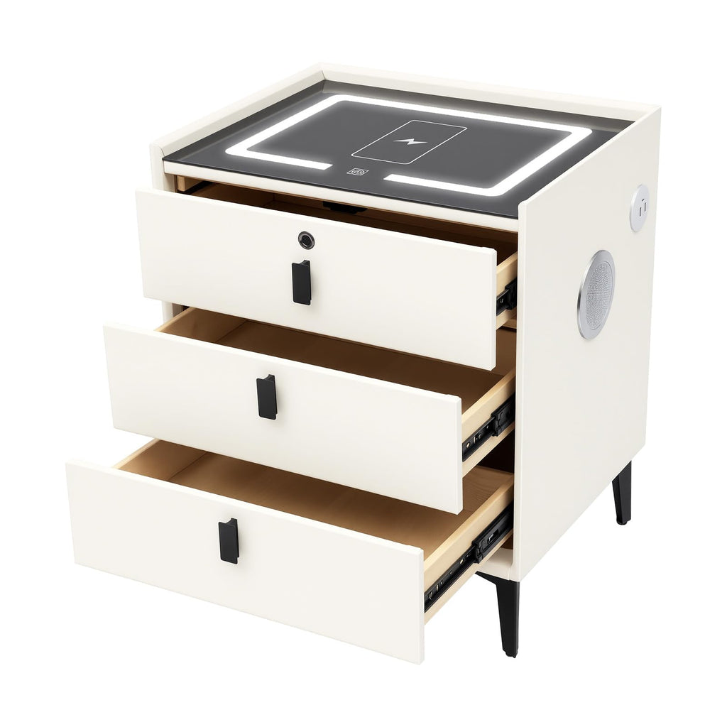 3 Drawer Smart Nightstand with Bluetooth Speaker USB Charging X8401