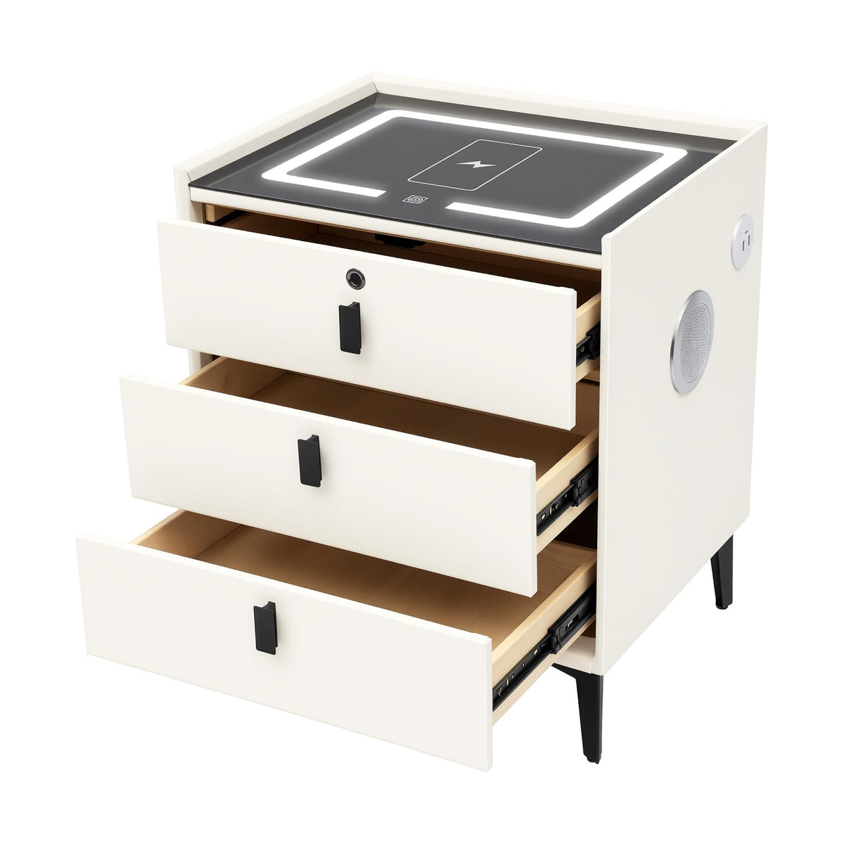3 Drawer Smart Nightstand with Bluetooth Speaker USB Charging X8401