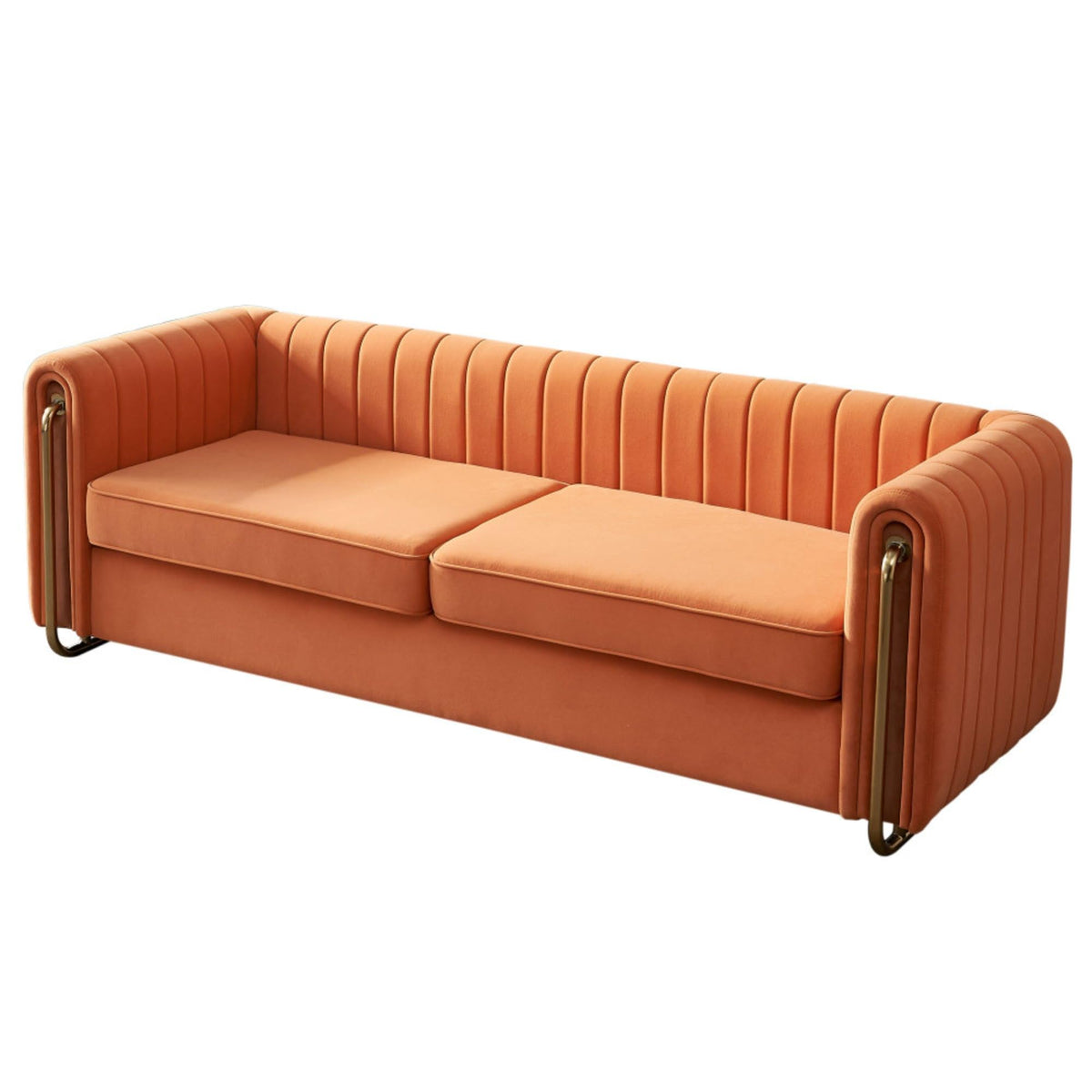 Orange Velvet Sofa Couch E8632