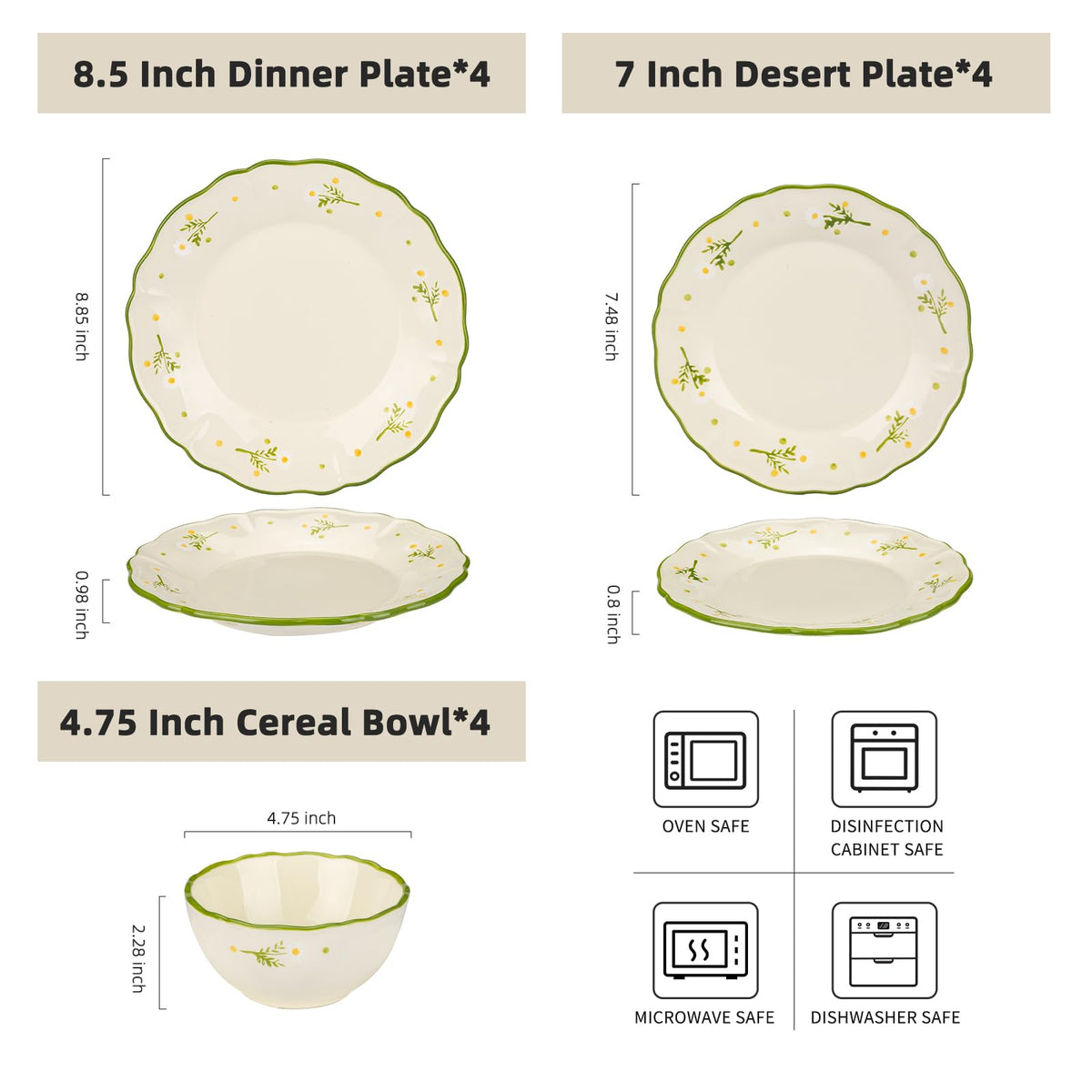 12-Piece Hand-painted Ceramic Dinnerware Set R255500