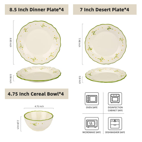 12-Piece Hand-painted Ceramic Dinnerware Set R255500