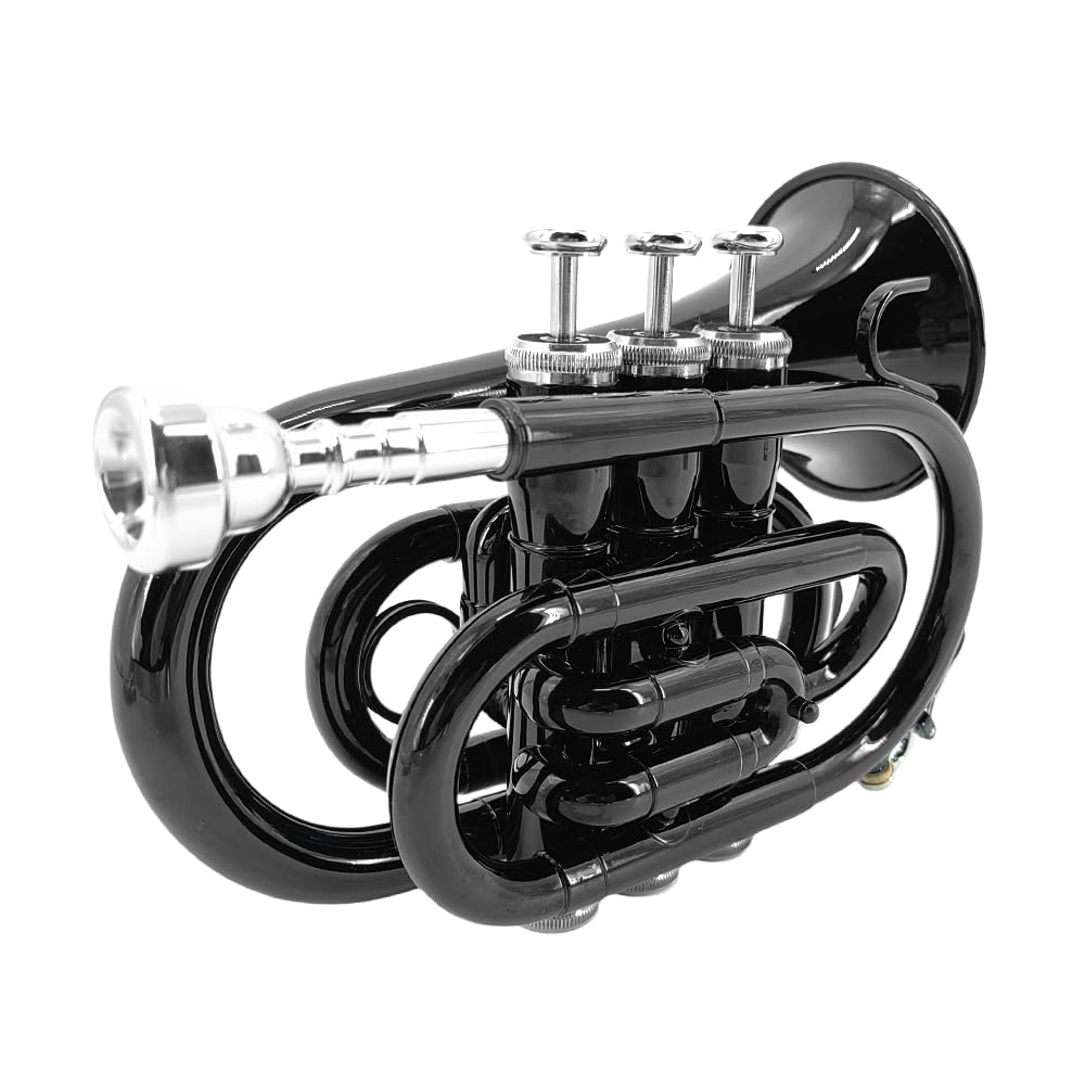 Bb Flat Pocket Trumpet with Cleaning Cloth, 7C Mouthpiece and Hard Case K55809