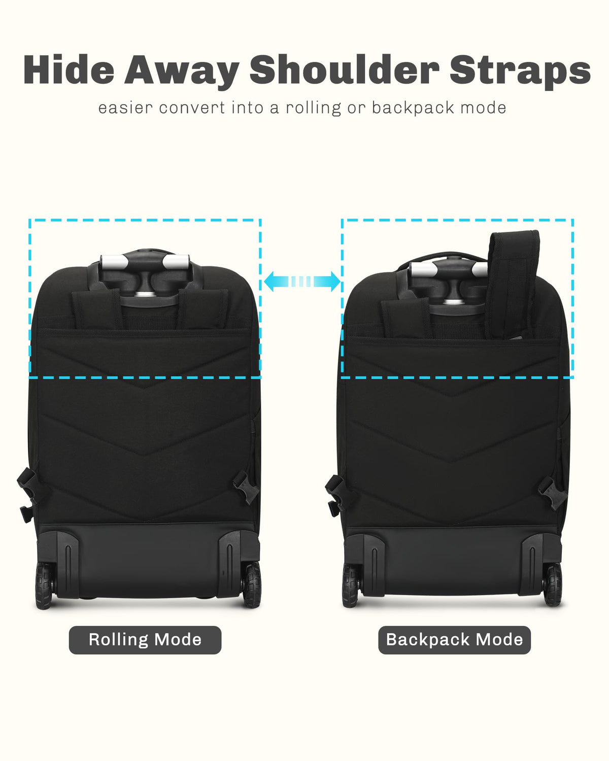 Rolling Backpack with Wheels 43L with Packing Cubes Set J90818