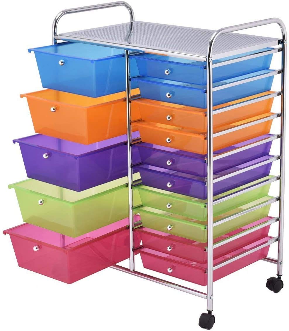15 Drawer Rolling Storage Cart with Wheels N108