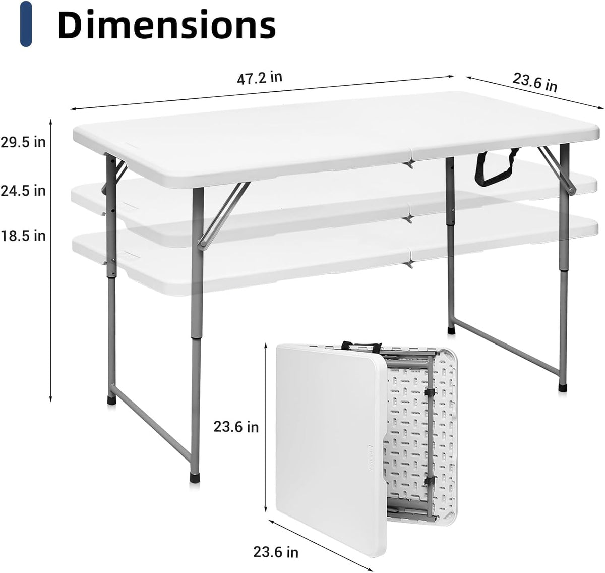 4 Foot Portable Heavy Duty Plastic Folding Table V1969