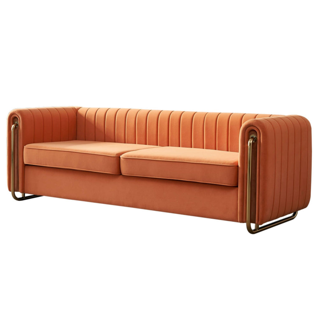 Orange Velvet Sofa Couch E8632