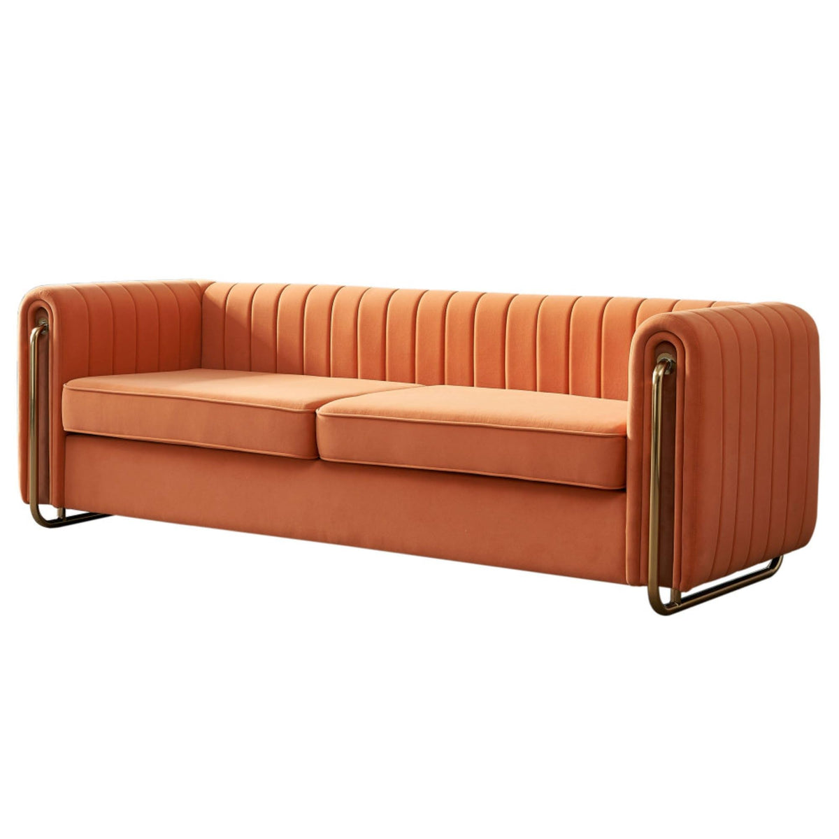 Orange Velvet Sofa Couch E8632