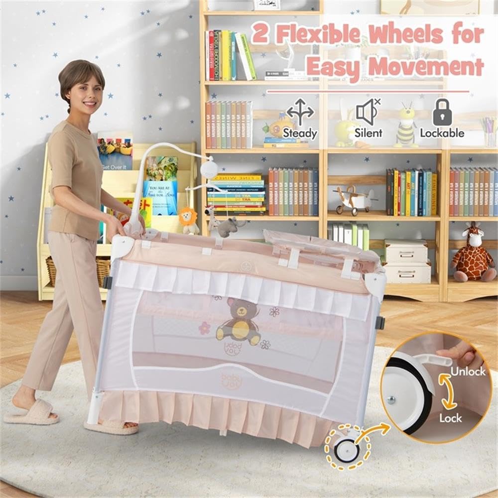 Pink 4-in-1 Portable Playard with Carry Bag C2695