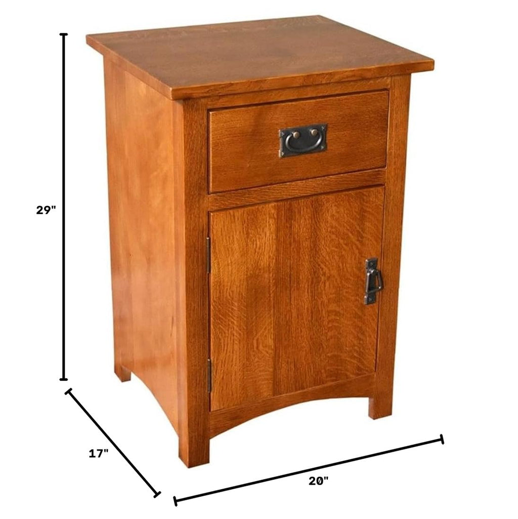 Solid Wood Nightstand with 1 Door and Drawer C422177