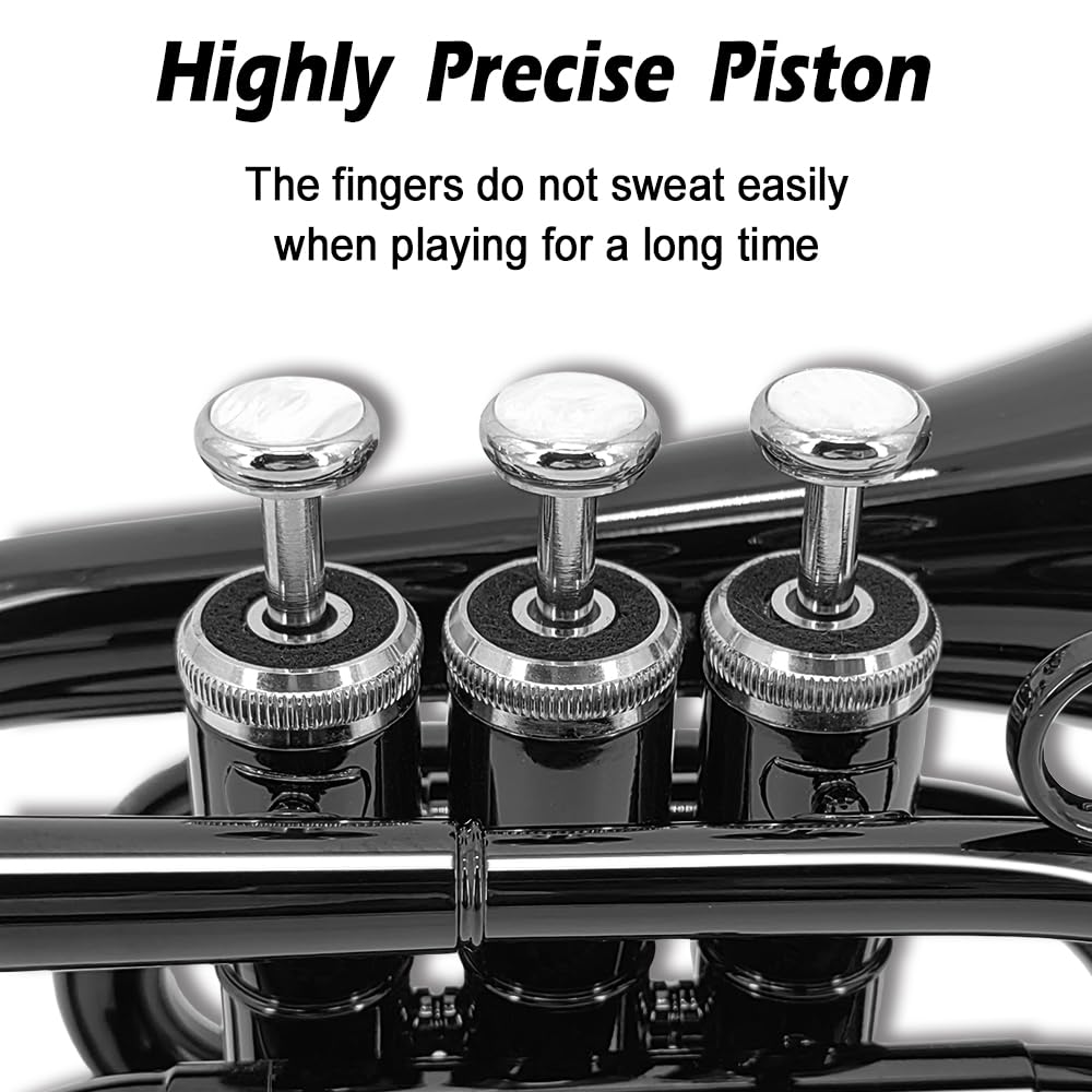 Bb Flat Pocket Trumpet with Cleaning Cloth, 7C Mouthpiece and Hard Case K55809