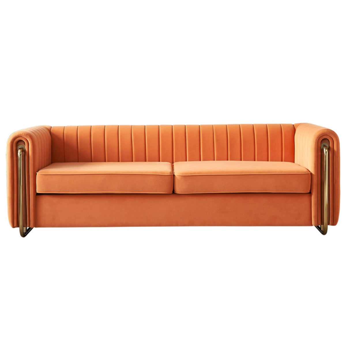 Orange Velvet Sofa Couch E8632