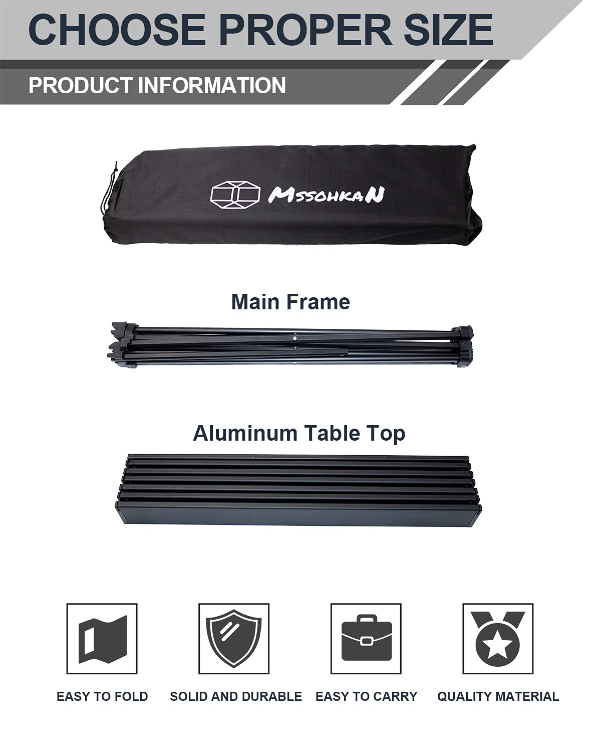 Camping Table Folding Portable Aluminum Lightweight Carry Bag R494