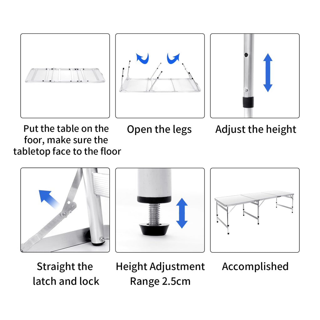 6FT Adjustable Folding Camping Table H960