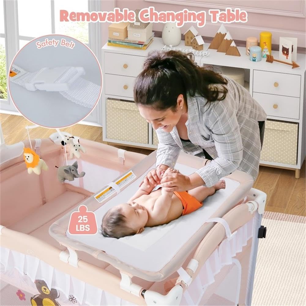 Pink 4-in-1 Portable Playard with Carry Bag C2695