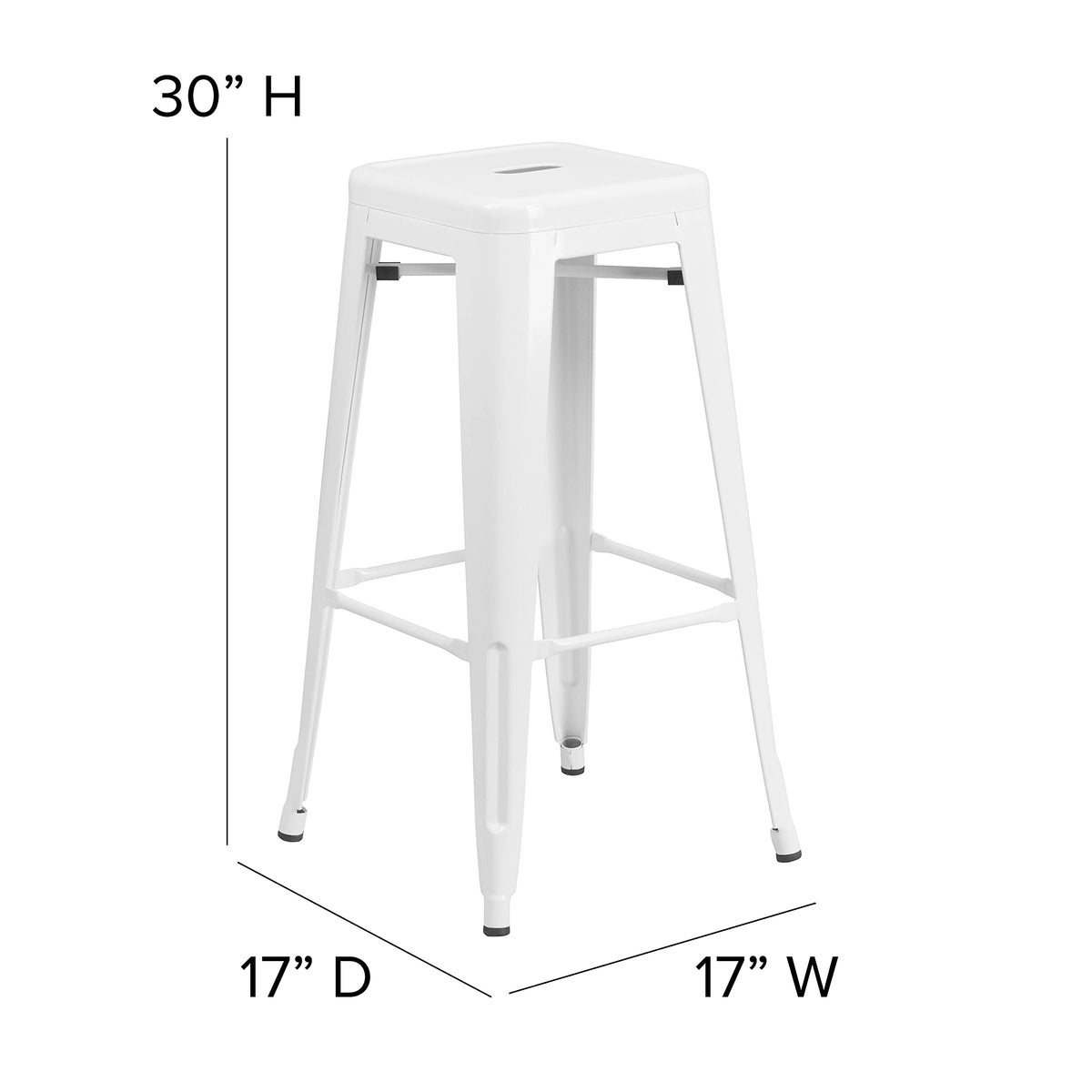 White Metal Indoor-Outdoor Barstool with Square Seat T117828