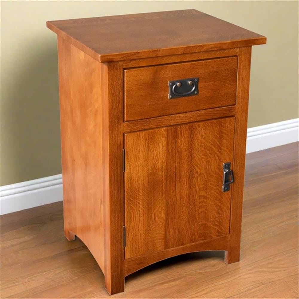 Solid Wood Nightstand with 1 Door and Drawer C422177